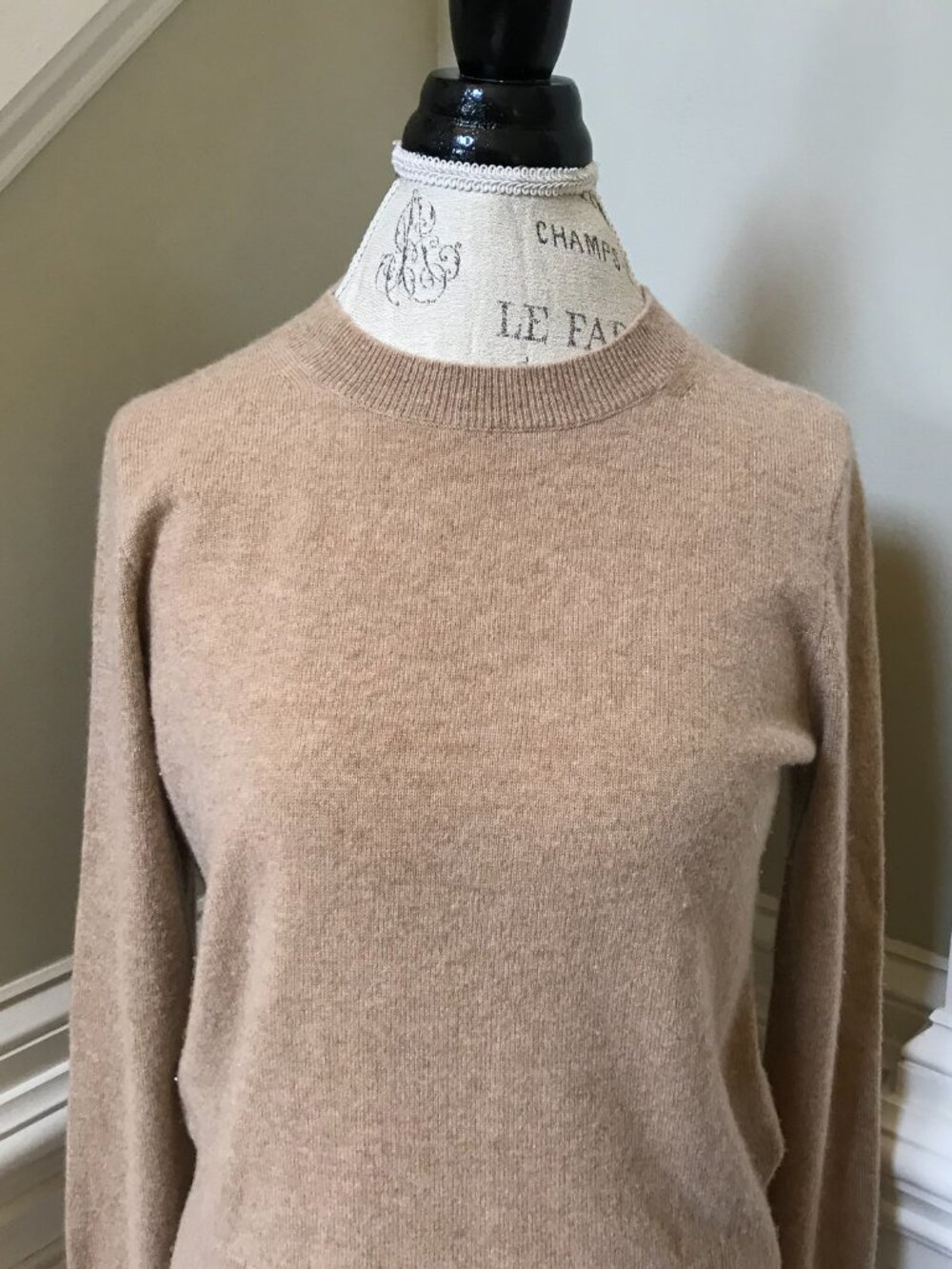 JCrew Classic Cashmere Sweater Womens Small Tan Brown Crew Neck Long Sleeve Knit - Picture 4 of 12